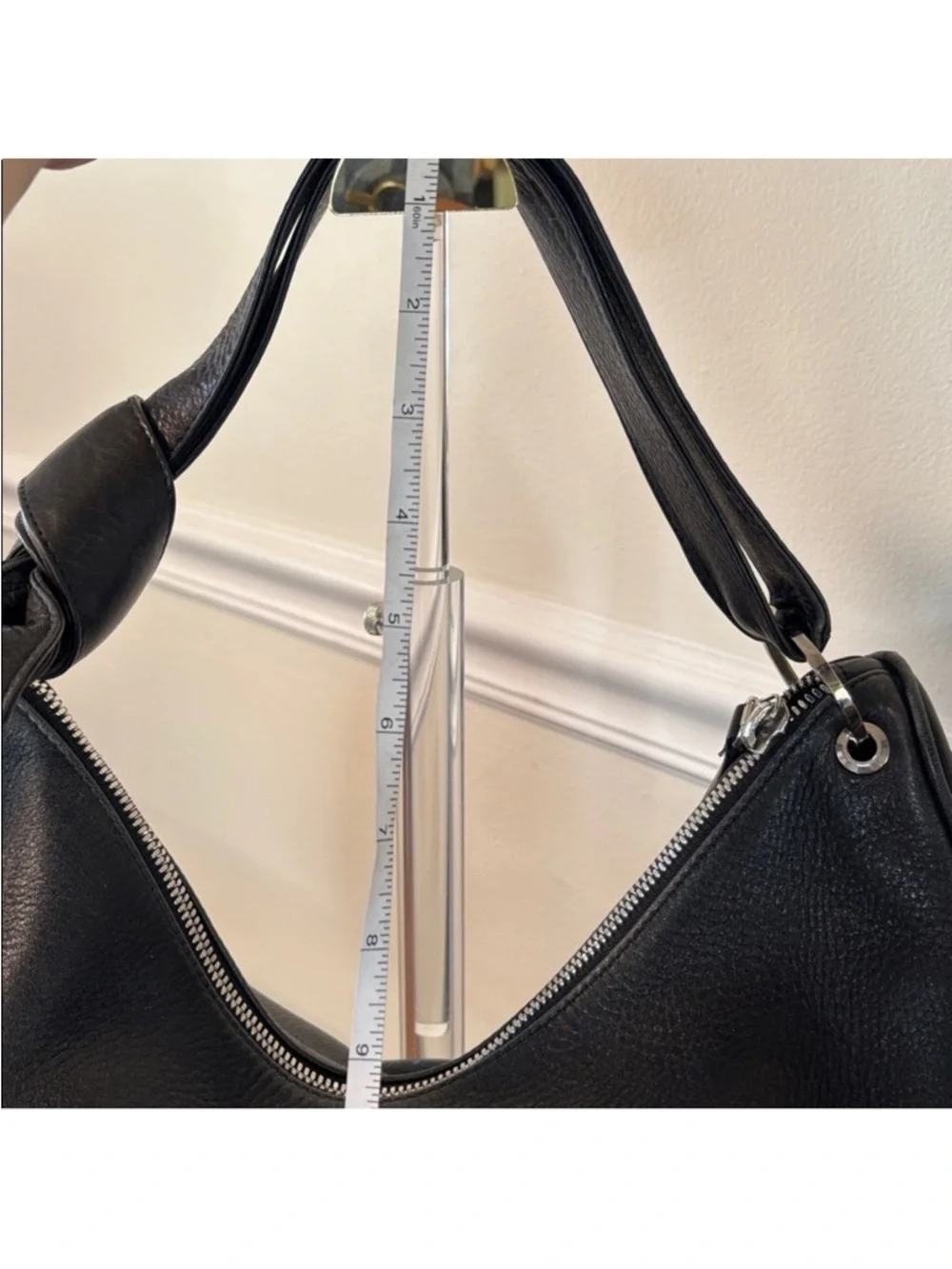 Borbonese Black Pebbled Leather Hobo Shoulder Bag